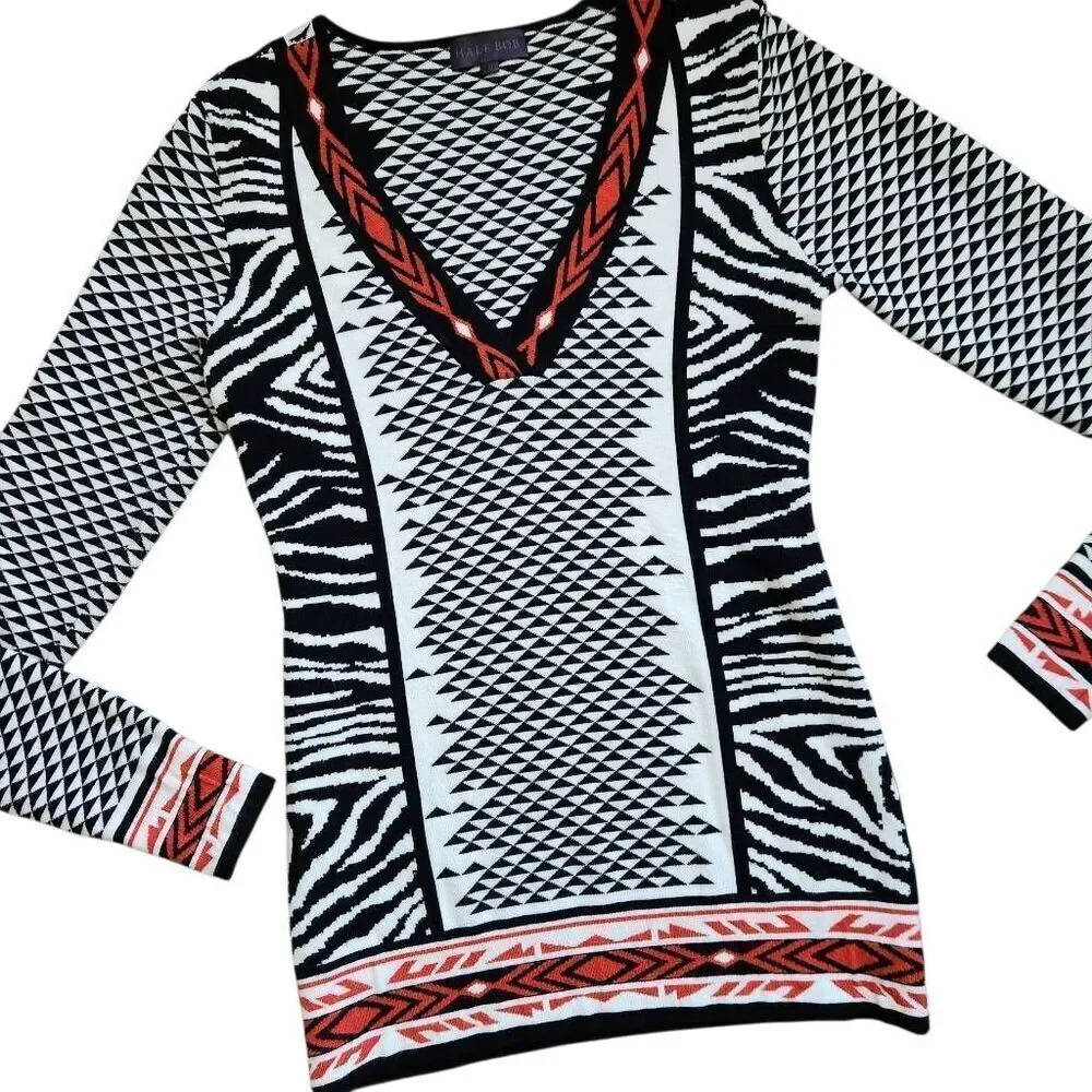 Anthropologie Hale Bob Sweater Womens Small Aztec Neve Jacquard Knit Multi Color